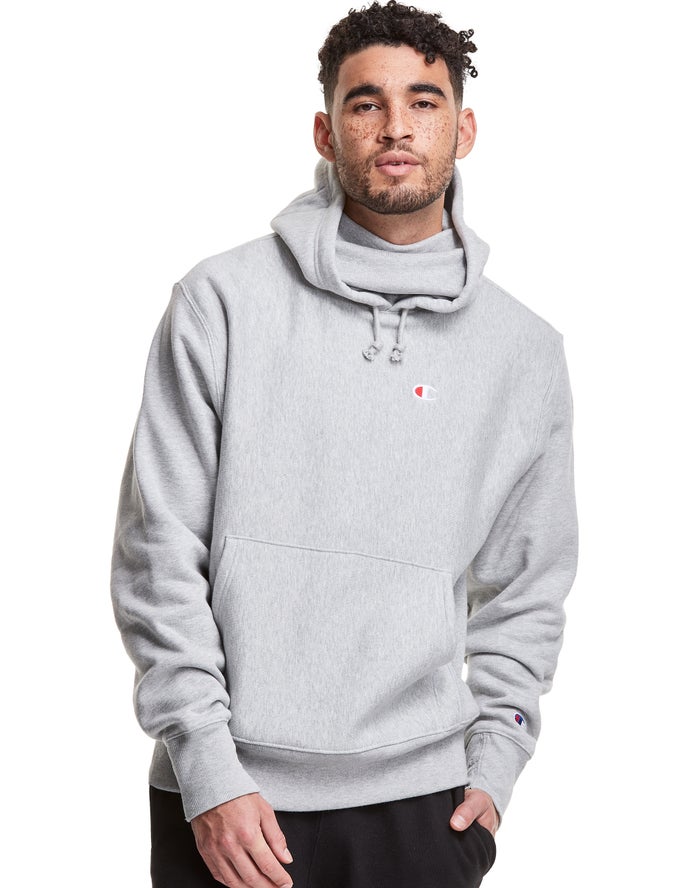 Champion Defender Series Reverse Weave® With Attached Ribbed Inset Mask Hoodie Heren - Grijs - Belgi